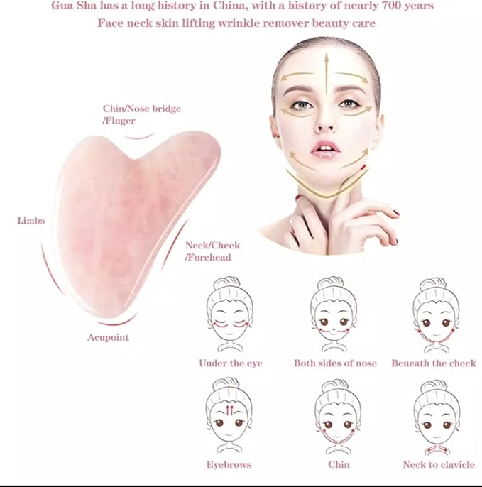 Face Roller Skin Care - Jade Roller Gua Sha Set, Rose Quartz Face Roller | Ultimate Facial Skin Care Products & Beauty Products Tools | Jade Facial Roller for Face and Eye Massager