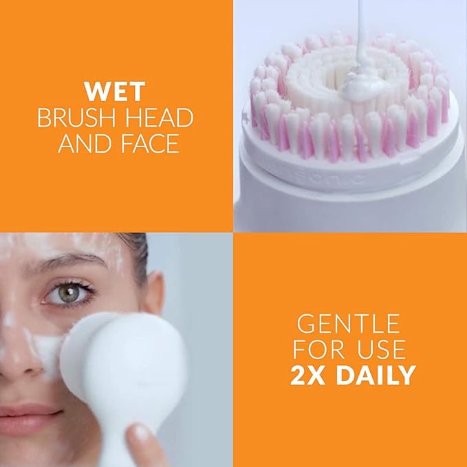 Facial Cleansing Brush System, Mia 2 Sonic Face Scrubber, Pink