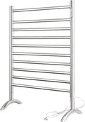Freestanding Towel Warmer 10 Bars Plug-in Option 3 Working Modes Mirror Polished Stainless Steel 24" W 34" H