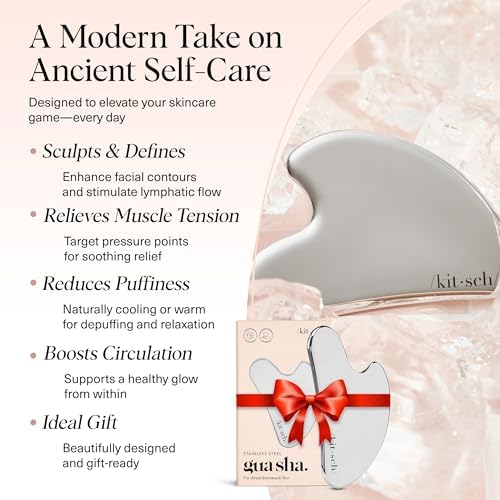 Kitsch Stainless Steel Guasha Tool for Face - Silver - Image 3