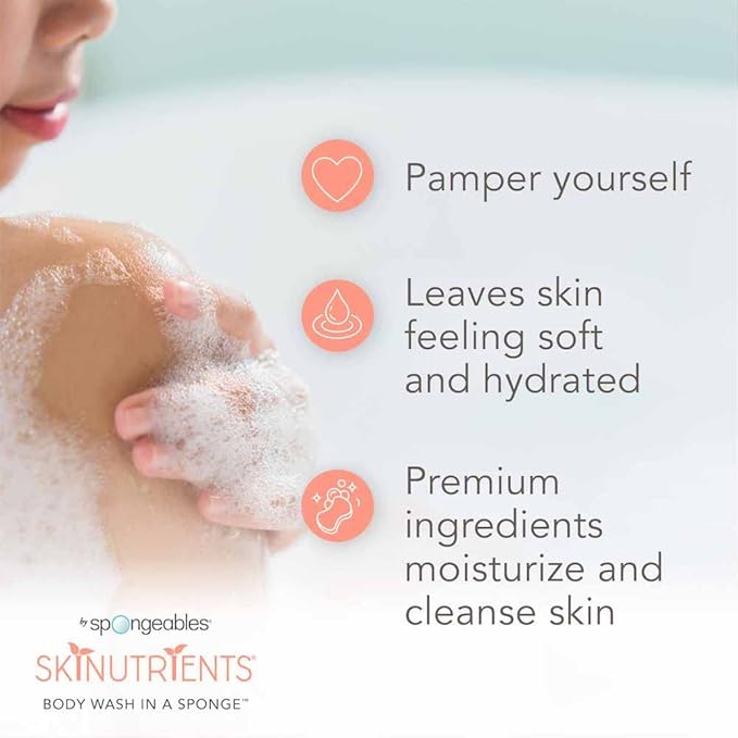 Spongeables Body Wash in a 20+ Wash Sponge, Sweet Grapefruit, 1 Count