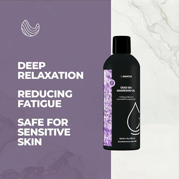 Natural Dead Sea Magnesium Resting Oil – 4oz Oil for Sleep Support & Muscle Relief – Bottled in The USA