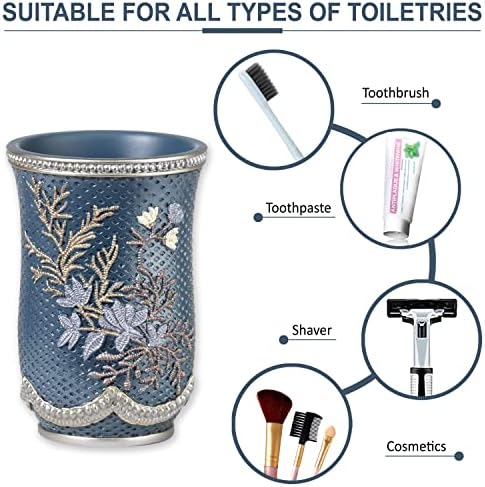 Zahari Home 4pc Capri Bathroom Accessories Sets Modern Classic Soap Dispenser, Tumbler, Tooth Brush Holder and Soap Dish Holder Unique Design Royal Blue Bathroom Set - Image 5