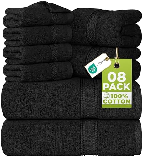 Utopia Towels 8 Piece Majestic Plush Luxury Towel Set, Cotton, Black by UTOPIATOWELS