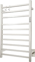 Wall Mounted Towel Warmer Square 10 Bars with Plug-in and Hardwired Options 3 Working Modes Brushed Stainless Steel 21" W 34" H