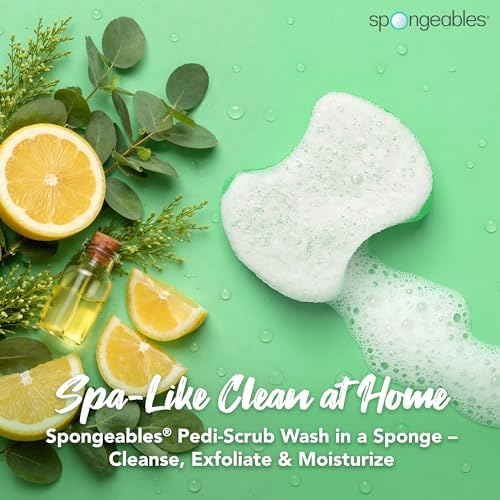 Spongeables Pedi Scrub Foot Exfoliating 5+ Wash Travel Sponge, Citron Eucalyptus, 1 Count - Image 2