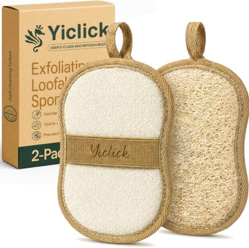 Exfoliating Body Scrubber (2 Pack), Body Scrubber Exfoliator, Exfoliating Sponge for Shower Bath, Shower Loofah Luffa Lufa with Handle for Men Women, Dead Skin Exfoliator for Body Scrub by YiclickCreateBeautyforLife