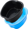 Foot Soaking Tub Sturdy Soaking Feet Bucket Large Size Foot Basin Thickened Massager Tub with Raised Massage Nodes Exfoliation Callus Pedicure Foots Spa Bath Bucket (2 PCS Black + Blue)