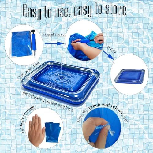 Inflatable Pool Foot Bath Basin, Portable Foot Bath Basin, Foot Soaking Bath Basin for Pool Entry Ladder, Swimming Pool Clean Feet Pedicure Supplies (Square) - Image 6