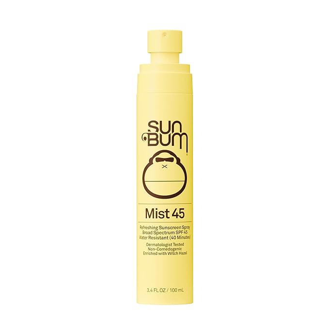 Sun Bum Original SPF 45 Sunscreen Mist - Broad Spectrum Moisturizing Facial Sunscreen Spray with Vitamin E - Hawaii 104 Act Compliant (Made without Octinoxate & Oxybenzone) - Travel Size - 3.4 oz