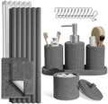 Clara Clark Grey Bathroom Set - Bathroom Sets with Shower Curtain and Rugs, 21PC Bathroom Accessory Set, Shower Curtain Set with Soap Dispenser & Toothbrush Holder by ClaraClark