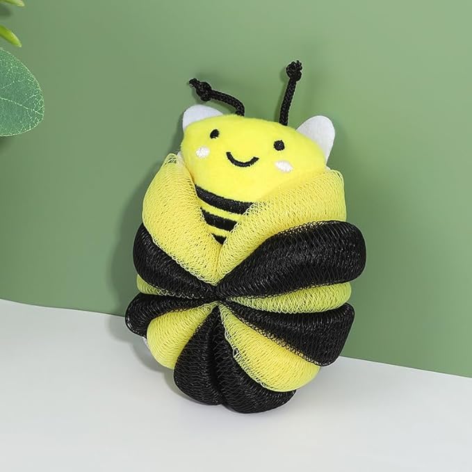 Ximimark 2 pcs Bee Loofah Sponge Cartoon Bee Bath Sponge Shower Sponge Balls Shower Washing Exfoliating