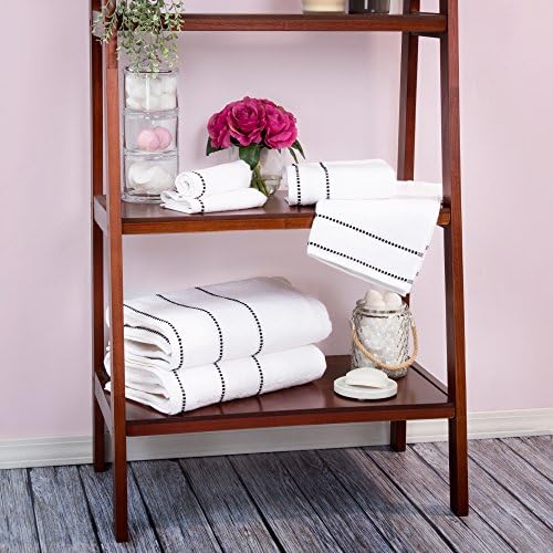 Lavish Home Bathroom Towels Set, Bathroom Accessories, White, Set of 6 - Image 7