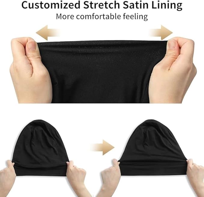 Satin Bonnet Silk Lined Sleep Cap- Adjustable Hair Cover for Women Men Frizzy Hair Night Cap Patients Care
