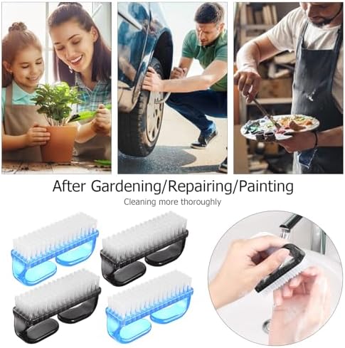 Handle Grip Cleaning Nail Brush, Larbois Nail Brushes Hand Fingernail Brush Cleaner Scrubbing Kit Pedicure for Toes and Nails Men Women (Color-3) - Image 4