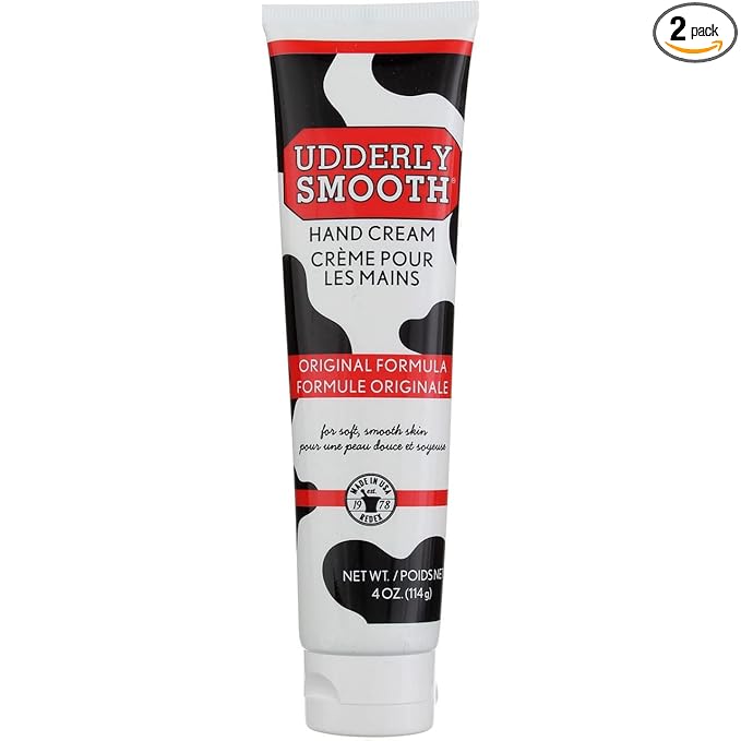 Udderly Smooth Hand Cream, Original Formula for Rough Dry Skin, Fast-Absorbing 24-Hour Moisturization, 4 oz (Pack of 2)