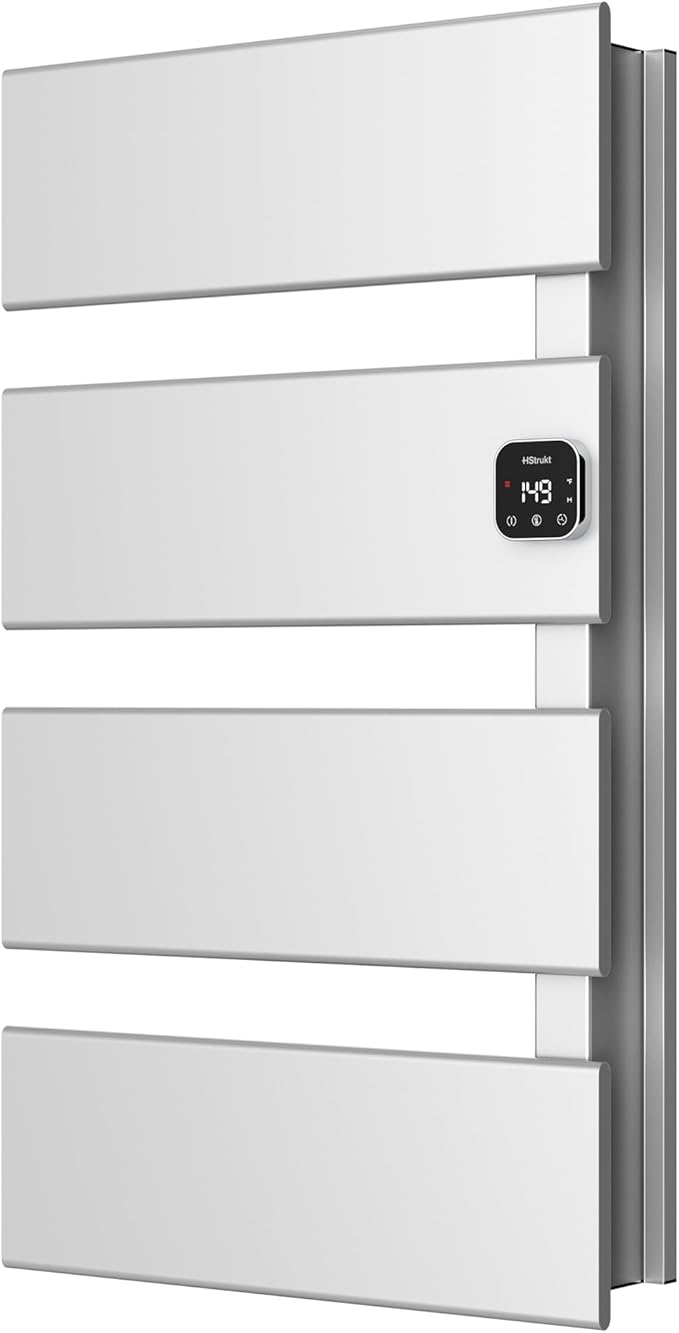 Electric Towel Warmer, Heated Towel Rack with Thermo Control and Timer, Fast Heating Towel Rail for Bathroom with Memroy Function, Work with Smart Plug, Right-Wiring, 4 Panel, Silver