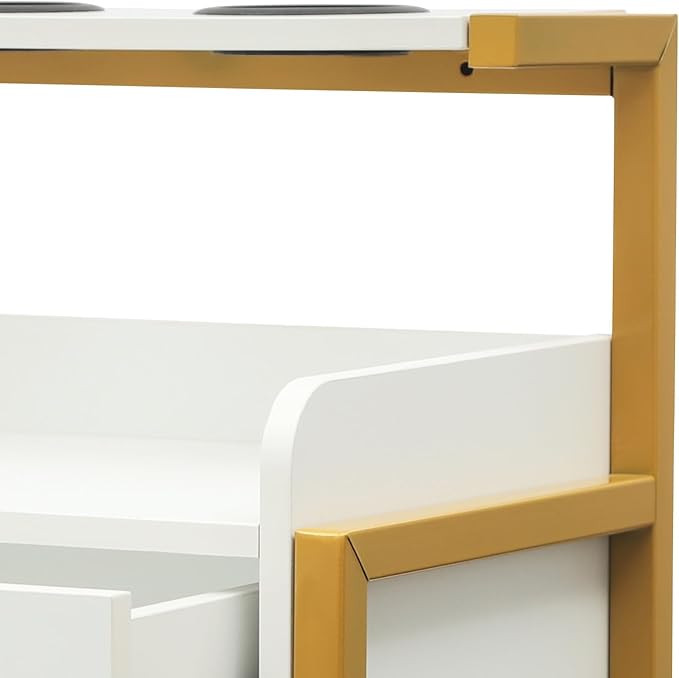 Suspended Salon Wall Cabinet with 2 Drawers & Hair Dryer Holder, Storage Cabinet for Hair Salon, Wall Mounted Styling Station, 15.75'' Wide Storage for Hair Salons, Spas, Home Use (Gold)