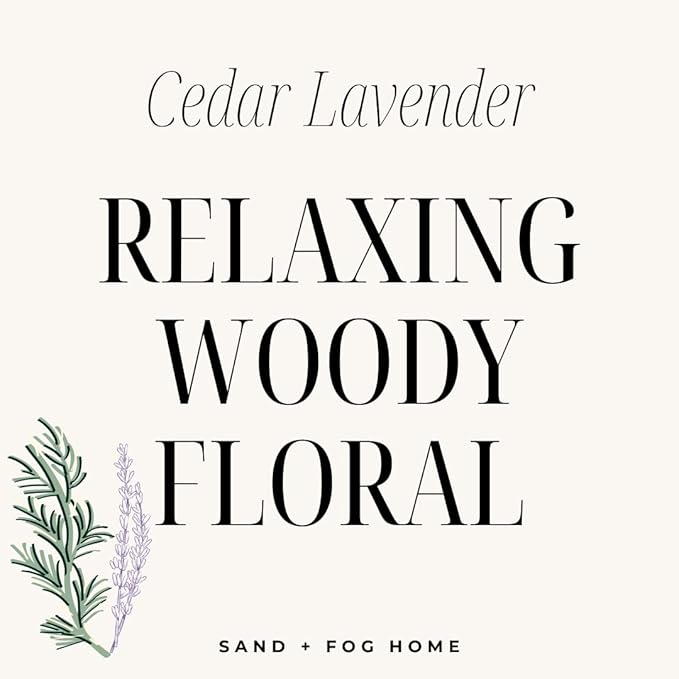 Sand + Fog Scented Candles - Cedar Lavender - Additional Scents and Sizes - 3 Wicks 100% Cotton Lead-Free - Luxury Air Freshening Jar Candles - Perfect Home Decor - 21 oz