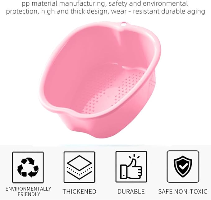 Foot Soaking Tub Sturdy Soaking Feet Bucket Large Size Foot Basin Thickened Massager Tub with Raised Massage Nodes Exfoliation Callus Pedicure Foots Spa Bath Bucket (Pink)