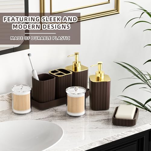 XLHOMO Bathroom Accessories Set - 10PC Gorgeous Brown Bathroom Set - Image 4