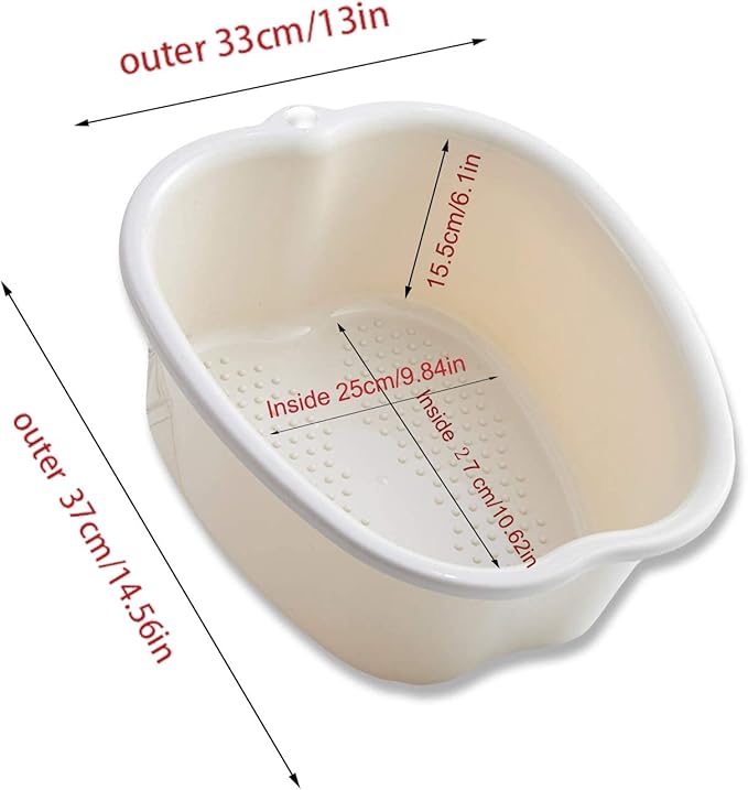 AXLOFO® Foot Soaking Bath Basin, Large Plastic Foot Soaking Tub, Feet Massage Feet Bath Bucket, Great for Getting the Dead/Old Skin Off Your Foots (whitebasin)