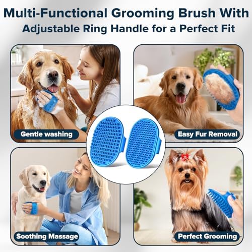 6PCS Grooming & Bath Supplies for Dogs, Cats | Dog Washing Gloves | Dog Bath Brush | Dog Shower Brush | Pet Grooming Gloves | Dog Grooming kit | Pet Supplies for Showerhead & Sprayer (Navy Blue) - Image 5