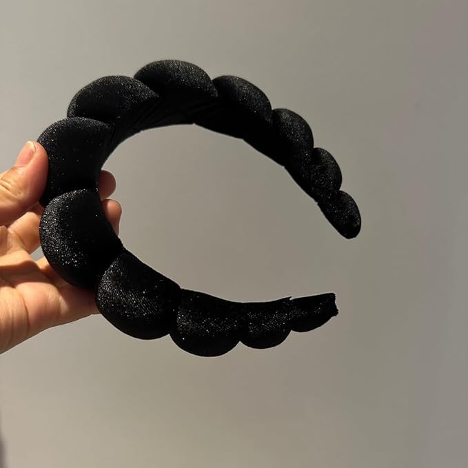 Fashion Headbands for Women Padded Fabric Hair Bands Wide Velvet Non Slip Headband Hair Accessories for Women Girls, Black