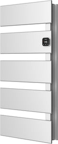 Electric Towel Warmer, Heated Towel Rack with Thermo Control and Timer, Fast Heating Towel Rail for Bathroom with Memroy Function, Work with Smart Plug, Right-Wiring, 5 Panel, Silver