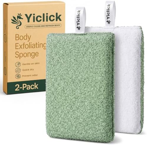 Exfoliating Body Scrubber (2 Pack), Body Scrubber Exfoliator, Exfoliating Sponge for Shower Bath, Shower Loofah Luffa Lufa with Handle for Men Women, Dead Skin Exfoliator for Body Scrub by YiclickCreateBeautyforLife