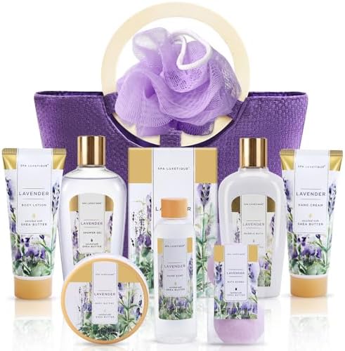 Spa Luxetique Bath Sets for Women Gifts - 10 Pcs Lavender Spa Kit, Self Care Kit for Her, Birthday, Anniversary, Holiday, Christmas Gifts for Her, Mother, Girlfriends, Wife by spaluxetique