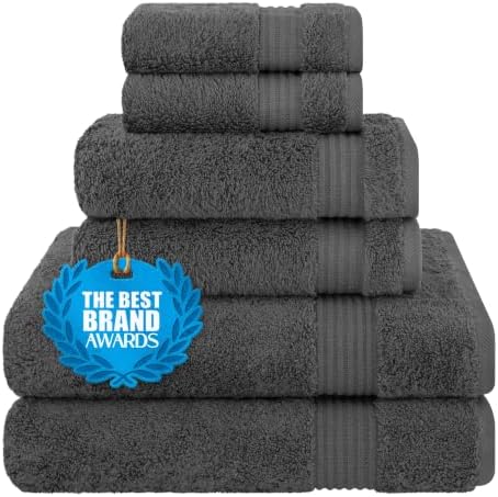 Cotton Paradise Towel Set of 6, 2 Bath Towels, 2 Hand Towels and 2 Washcloths Towels for Bathroom Sets, Smoke Gray by UNITEDHOMETEXTILE