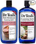 Dr Teal's Foaming Bath Variety Gift Set (2 Pack, 34oz Ea) - Restore & Replenish Pink Himalayan, Soften & Moisturize Shea Butter & Almond Oil - Essential Oils Blended with Pure Epsom Salt Eases Pain