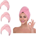 KELVO Microfiber Hair Towel Wrap for Women, 350 GSM Quick-Dry Hair Turban, Soft Anti-Frizz Towel for Curly, Long & Thick Hair, Lightweight Fast-Drying Head Wrap. (3 Pink Solid)