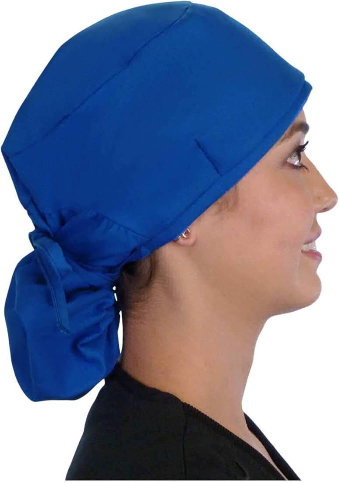 Sparkling EARTH Big Hair Ponytail Classic Surgical Style Scrub Working Cap - Made in The USA!!!