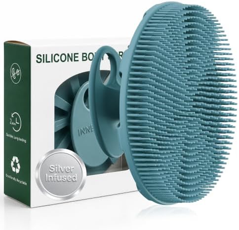 INNERNEED Food-Grade Soft Silicone Body Scrubber Brush, Silver Zinc Infused by INNERNEED
