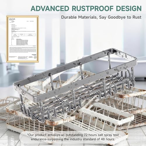 Veken Shower Caddy 6-Pack, No Drilling & Rustproof, Waterproof Adhesive Shelves Rack with Soap Holder, Large Capacity Bathroom Organizers and Storage, Wall-Mounted Kitchen & Home Decor, Silver Gray - Image 4
