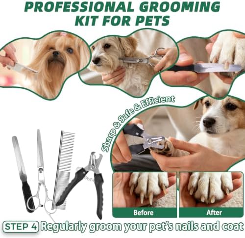 PAWCHIE Bath Grooming Kit for Pets, 9 PCS Hair Brush Set with Towel,Washing Gloves,Bath Brush and Adjustable Handle Shampoo Brush & Scrubber for Short Long Haired Dogs and Cats,Dog Bath Supplies, Grey - Image 5