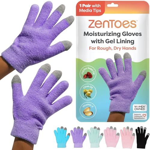 ZenToes Moisturizing Gloves for Dry Hands, Media Tips, Fuzzy, 1 Pair by ZenToes