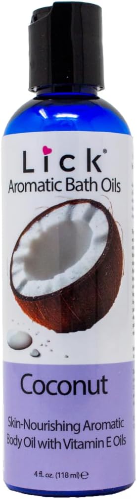 Lick Coconut Aromatic Bath Oil - Tropical Aromas Set - Soothing Bath Soak Oils, 4 oz