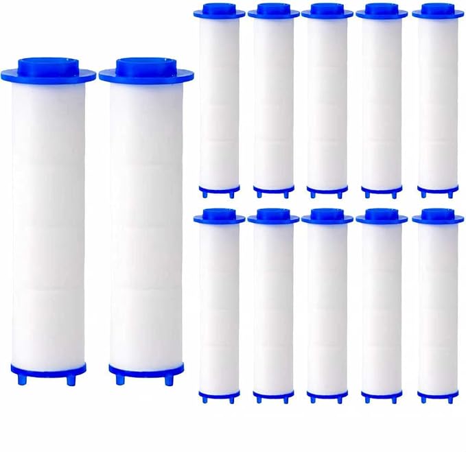12Pcs 3.34×0.94 Inch Ion Shower Dropse Head Filter PP Cotton Replacement Cartridge, Shower Head Filter Drivese, Water Filter Core Cotton For Handheld Showerheads.