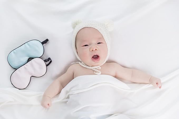 Mulberry Silk Sleep Mask with Adjustable Strap for Kids,Cute Sleeping Eye Mask for Newborns, 1 Pack