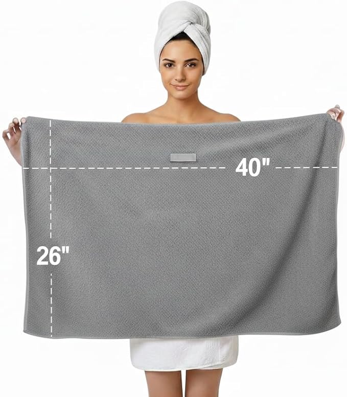 KEEPOZ Cotton Hair Towel Quick Dry Hair Towel Hair Drying Towels Suitable for All Kinds of Hair Ultra Absorbent Long and Thick Hair 26X40inch (Grey)