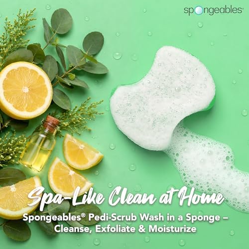 Spongeables Pedi Scrub Foot Exfoliating 20+ Wash Sponge, Citron Eucalyptus, 3 Count - Image 2