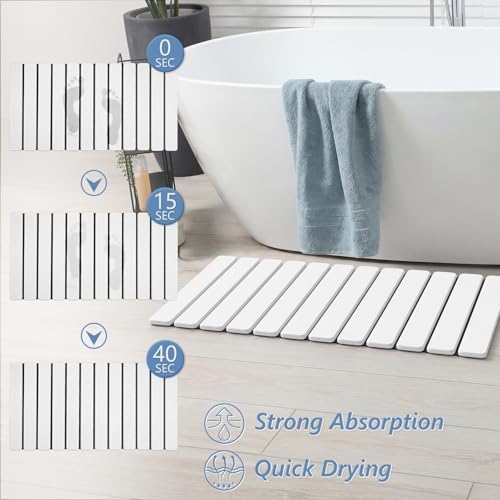 AWW Foldable Stone Bath Mat, Diatomaceous, 31.5"x15.7", White - Image 2