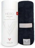 VOLO Hero Hair Towel – Ultra Soft Nanoweave™ Microfiber, Super Absorbent Quick Dry, Reduces Dry Time 50%, Anti-Frizz & Breakage, Secure Snug Strap, Large Wrap for All Hair Types - Vinyl Black