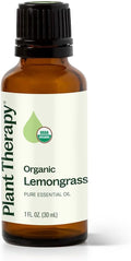 Plant Therapy Organic Lemongrass Essential Oil 30 mL (1 oz), 100% Pure, USDA Certified Organic, Undiluted, Aromatherapy, Deodorizing, and Immune Support