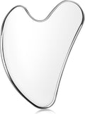 URAQT Stainless Steel Gua Sha Facial Tools Guasha Tools for Face Skin Care Body Gua Sha Tools Tighten Skin Massage Tools for Puffiness Reducing & Jawline Sculpting Face Stone Gua Sha Tools (Silver)
