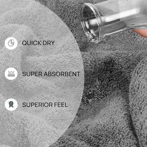 Zahari Home Modern Line Bathroom Towel Set - 3 Piece Set, Modern Design, Luxury Gray Towels - Image 3