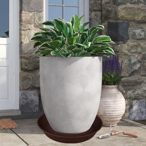 2 Pack of 18 19 inch Plant Saucer Drip Tray, 17 19 21 23 25 27 inch Heavy Duty Large Deep Plant Saucers for Pots, Plastic Flower Planter Water Trays for Indoors Outdoor (19", Brown)